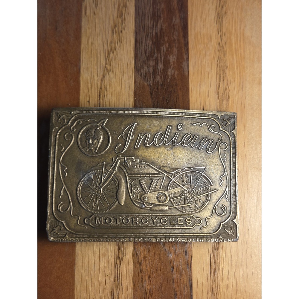 Vintage Indiana Metal Craft Indian Motorcycle Belt Buckle IMC X-38 Solid Brass